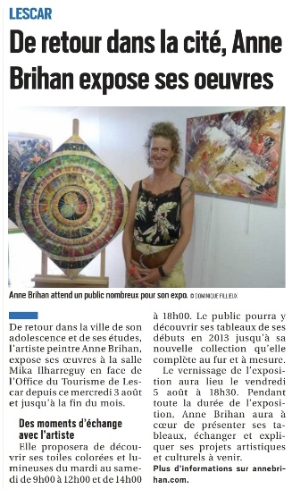 Anne Brihan Exposition Lescar Pyrénées Atlantiques Août 2022 Office de Tourisme